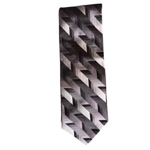 Innocenti Oro by Tom James‎ Geometric Necktie All Silk Designer Tie Gray Black